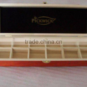 paulownia wood tea box with 12 compartments