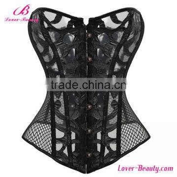 Translucent Printed Sexy Corset Waist Trainer Steel Busk