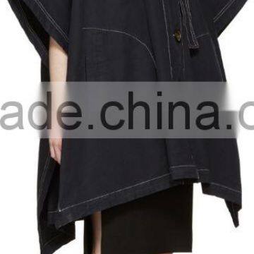 Newest Winter Women Dark Navy Oversized Cape Coat Made in China photo-3