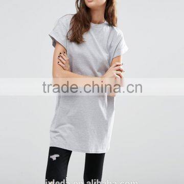 Manufactory Custom Logo Print Longline Short Sleeve Women T Shirt