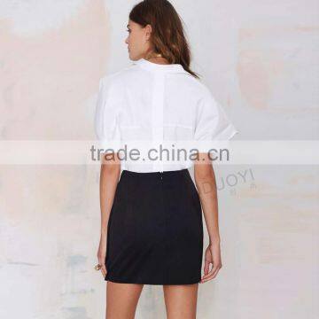 MGOO 2015 Cheap Price OEM Services Women Black Wrap Office Skirts Mini Above Knee Length Wraparound 15144A413 photo-6