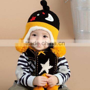 TC17004 Latest Fashion Funny Baby Fur Pom Pom Hat High Qulity Winter Warm Baby Beanie Hats Wholesale photo-3