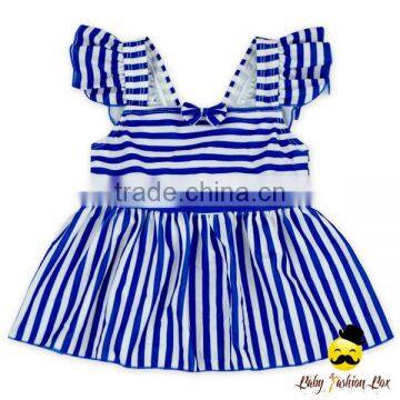 2017New Summer Children Striped Pink Flutter Sleeve Young Girl Separable Dress Top Kids Beach Clothes Swimwear photo-3