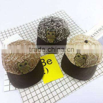 S60289B 2017 High quality hats baseball cap for kids owl hip-hop cap