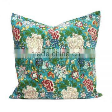 Hand Printed 100% Sofa Cushion Floral Canvas