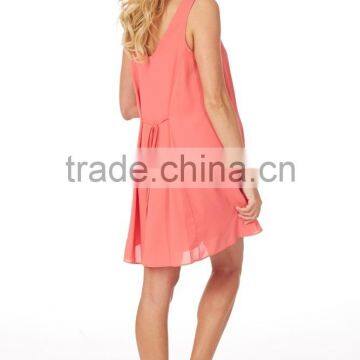 Latest Gorgeous Sleeveless Basic Coral Chiffon Maternity Dress for Women