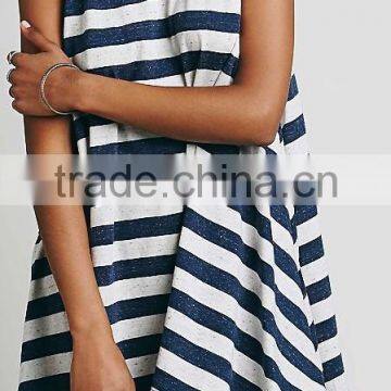 Casual Seaside Style Striped Swingy Sleeveless BEACH TUNIC DRESS 2015 Summer