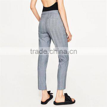 OEM Side Pockets Kinny Herringbone Light Blue Trousers Womens photo-4