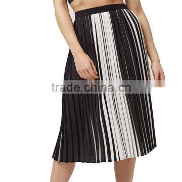 2017 OEM Spring Retro Monochrome Stripe Pleated Midi Skirt photo-2
