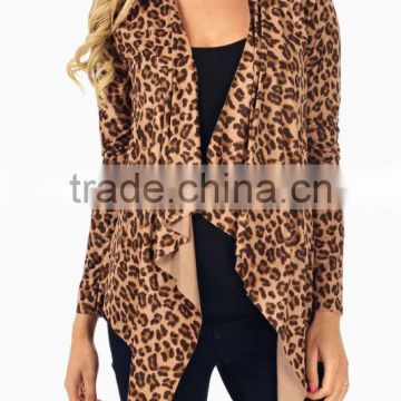 MOCHA BLACK ANIMAL PRINT SUEDE MATERNITY CARDIGAN WHOLESALE MATERNITY CLOTHES CHINA