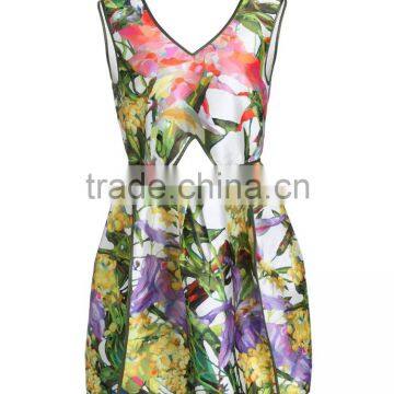 Ladies Sleeveless Polyester/spandex Sublimation Hollowed Modern Dress photo-2
