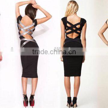 2017 Summer for Women Special Back Cross Straps Sexy Bandage Evening Dress Party Dresses photo-3