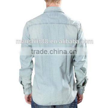 100% Cotton Long Sleeve Denim Shirts With Two Pockets for Men photo-2