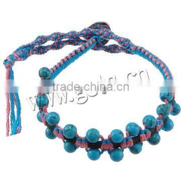 Gets.com synthetic turquoise wrap leather bracelet with crystals