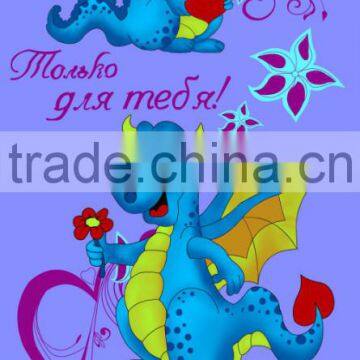 made in china custom Dinosaur pattern velvet reactive printed 100% cotton beach towel 70*140cm