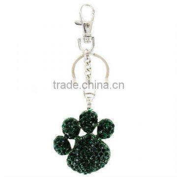 Total Length: 5.25" Long * 2.5" Crystal Paw Print * Silvertone Keyring and Lobster Claw Clasp * Lead Safe