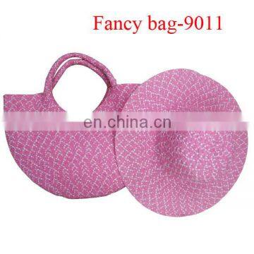 Fahion girls summer striped straw beach bag