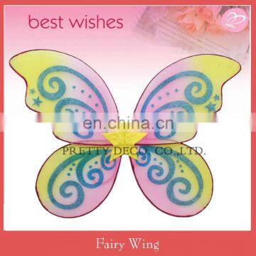 Rainbow color glitter printing nylong butterfly wing baby angel wings decoration