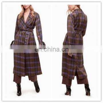 Italy Popular Design Ladies Stripe Fashion Coats Fall Coats For Women Long Ladies Jacket