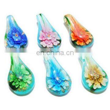 57596 Fashion Begonia Flowers Murano Lampwork Pendant