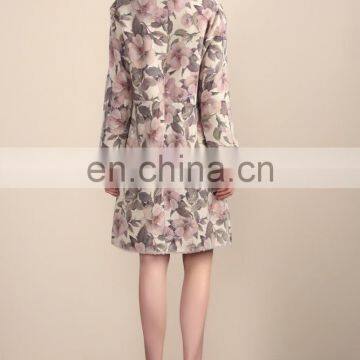 Glorious Design Floral Prints Sheepskin Fur Garment Top Quality Sheep Fur Jacket Ladies Long Fur Dress photo-6