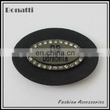 hot sale rhinestone PU jeans leather label or tag with embossed logo high quality trademark