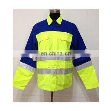 YELLOW BLUE MENS HIGH LIGH REFLECTIVE FABRIC JACKET WITH FEFLECTIVE BELTS