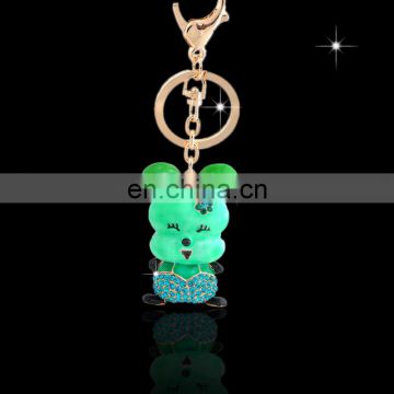 Promotional wholesale custom crystal souvenir metal rhinestone cute Dog puppy keychain manufacturer in yiwu China MCA-0029