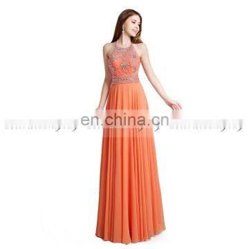Glamorous Elegant Halter Necklines Chiffon Glittering Beaded Evening Dress Long Evening Dresses AJ020 photo-2