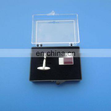 qatar flag cufflink with gift box for national day, custom make simple cufflinks for mens shirts china manufacturer
