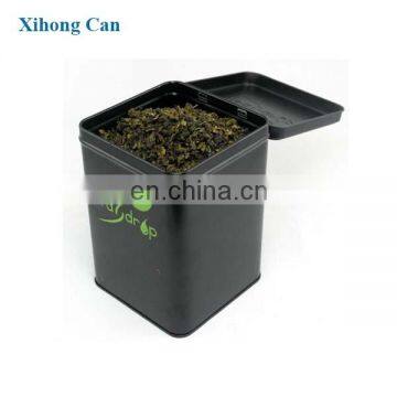 BK01 Custom printed black food grade square tea metal tin box for packaging