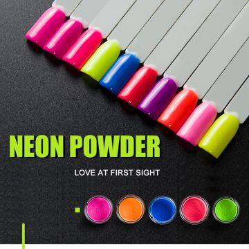 The New Fashion Nail Glitter Powder Neon Color Dip Powder Non-toxic Colored Powders
