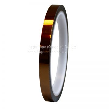 light amber colored polyimide tape with a silicone adhesive meant to withstand heat during high-temperature masking operations