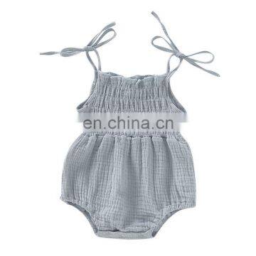 6 Colors Linen New Lovely Retro Baby Girls Lace Up Romper Soft Cotton Summer Sleeveless Strap Toddler Pleated Jumpsuit Overalls photo-4