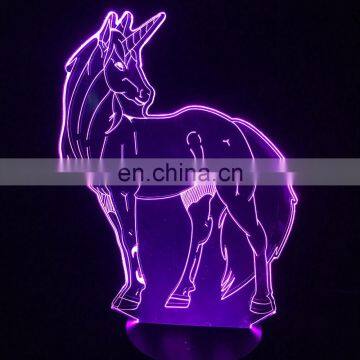 Cute Unicorn LED Night Light Animal Lamp Desk Table Decor For Children Party Bedroom Kids Gifts 3D Horse Lamp photo-3