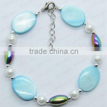 Fashion Hematite Blue Shell anklets