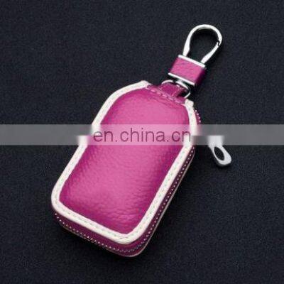 Car Keys Holder Case Key Case Leather Key Cover Leather Zipper Protector Keychain Storage Bag Holder Tag Automotive Car