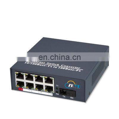 10/100/1000M SC Type 1 Fiber Port +8 RJ45 Port Gigabit Ethernet Media Converter high quality