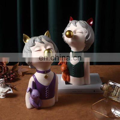Nordic Light Luxury Cute Bubble Girl Resin Ornaments