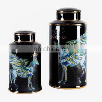 High-end Mideast Luxury Style Decorative Craft Tabletop Ceramic Vase With Horse Pattern photo-4