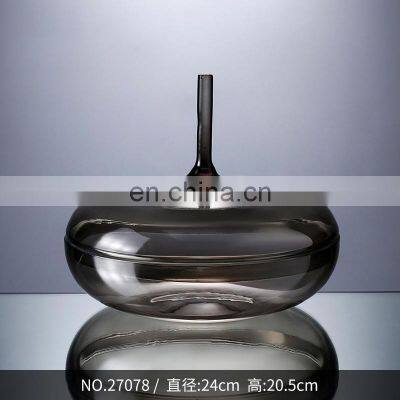 Modern Wholesale Small Round Clear Glass Vase Decorative In Bulk Wedding Home Decor Full Size photo-2