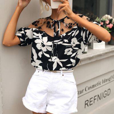 New Hot Style Lace Stitching Women Blouse photo-2