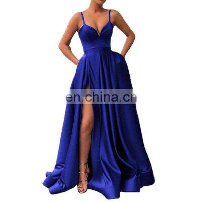 Ball Gown Prom Dresses 2021 Satin Wedding Dress Long Split Off Shoulder Formal Gowns