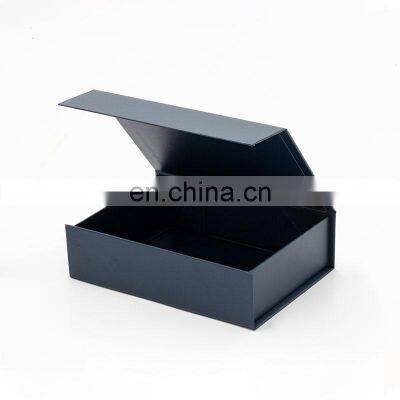 Small A6 Shallow Size Navy Blue Magnetic Flap Fold Flat Packed Present Box for Gifts photo-5