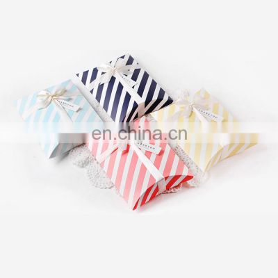 Supplies Colorful Stripe Pattern Pillow Candy Packaging Gift Box for Wedding Sweet Favors Baby Shower Birthday Party