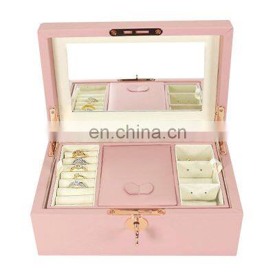 High-grade Korean style multi-functional large capacity cosmetics box portable PU jewelry storage box