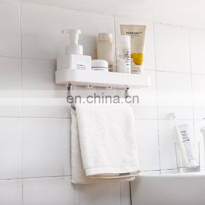 Hot sale toilet bathroom storage rack with towel rack adhesive wall mounted no drill towel rack