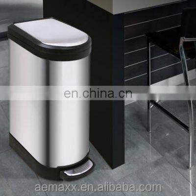 2 Sets High Quality Stainless Steel Soft Close Waste Bins Foot Pedal Oval Garbage Can photo-3