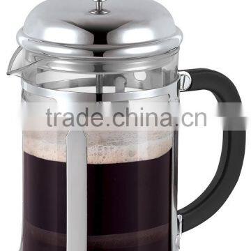 stainless steel coffee press, chrome plated coffee plunger, coffee pot 800ml