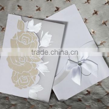 Wholesale 2016 Beautiful Floral White Fold Pocket Wedding Invitation